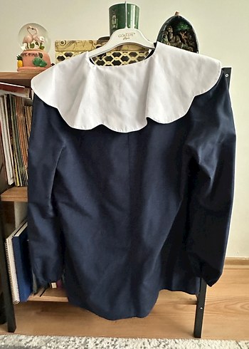 Touche Prive Düğmeli, Beyaz Yaka Detaylı Mavi Kadın Gömlek - Görsel 3