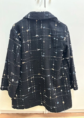 Düğmeli Siyah Midi Kadın Ceket - Görsel 3