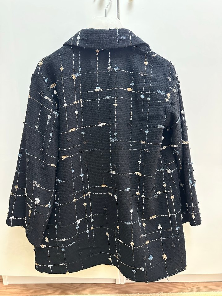 Düğmeli Siyah Midi Kadın Ceket - Görsel 3