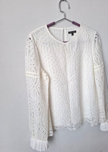 Dantel Detaylı Beyaz Bohem Bluz - Görsel 4