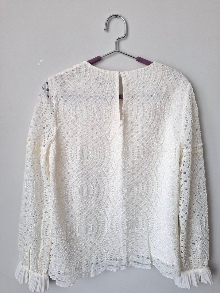 Dantel Detaylı Beyaz Bohem Bluz - Görsel 5
