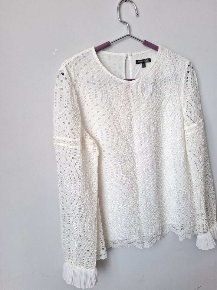 Dantel Detaylı Beyaz Bohem Bluz - Görsel 4