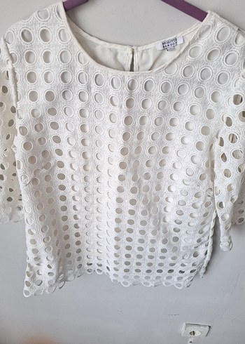 Dantel Detaylı Beyaz Kadın Bluz - Görsel 5