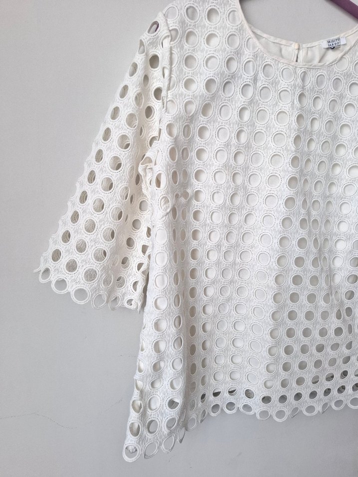 Dantel Detaylı Beyaz Kadın Bluz - Görsel 2