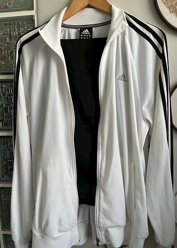 Beyaz Üst Fermuarlı Siyah Alt Adidas Eşofman Takımı - Görsel 2