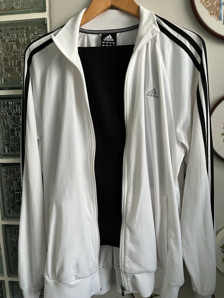 Beyaz Üst Fermuarlı Siyah Alt Adidas Eşofman Takımı - Görsel 2