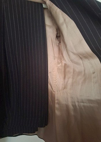 Düğmeli Uzun Kollu Çizgili Kadın Ceket pantolon takım - Görsel 5