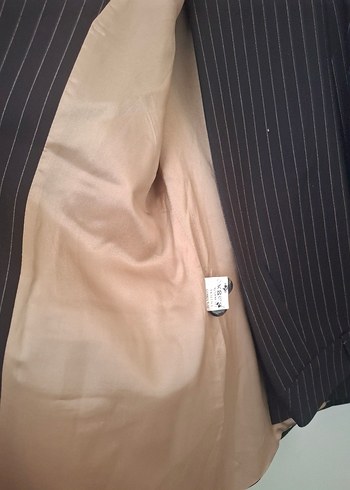 Düğmeli Uzun Kollu Çizgili Kadın Ceket pantolon takım - Görsel 3