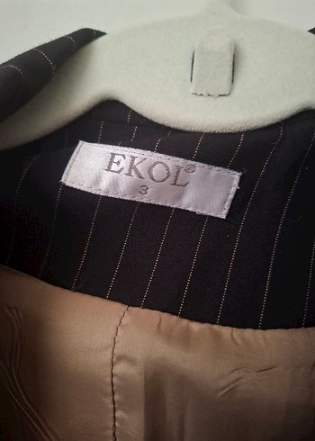 Düğmeli Uzun Kollu Çizgili Kadın Ceket pantolon takım - Görsel 2