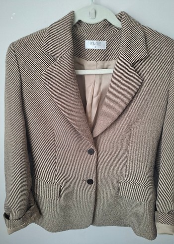 Bej Düğmeli Kadın Blazer Ceket - Görsel 7