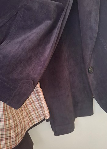 Kadın Mor Süet Düğmeli Ofis Blazeri pantolon takım - Görsel 5