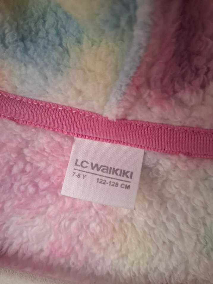 Kız Çocuk Pastel Renkli Batik Desenli peluş sabahlık - Görsel 3