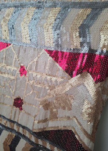 Boncuk İşlemeli Çok Renkli Bohem Midi Elbise - Görsel 4