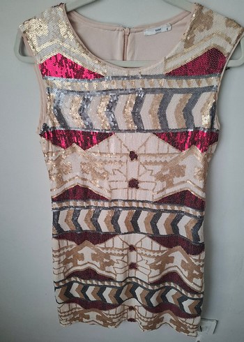 Boncuk İşlemeli Çok Renkli Bohem Midi Elbise - Görsel 5