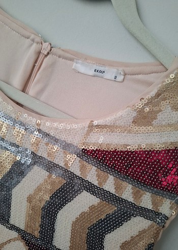 Boncuk İşlemeli Çok Renkli Bohem Midi Elbise - Görsel 3