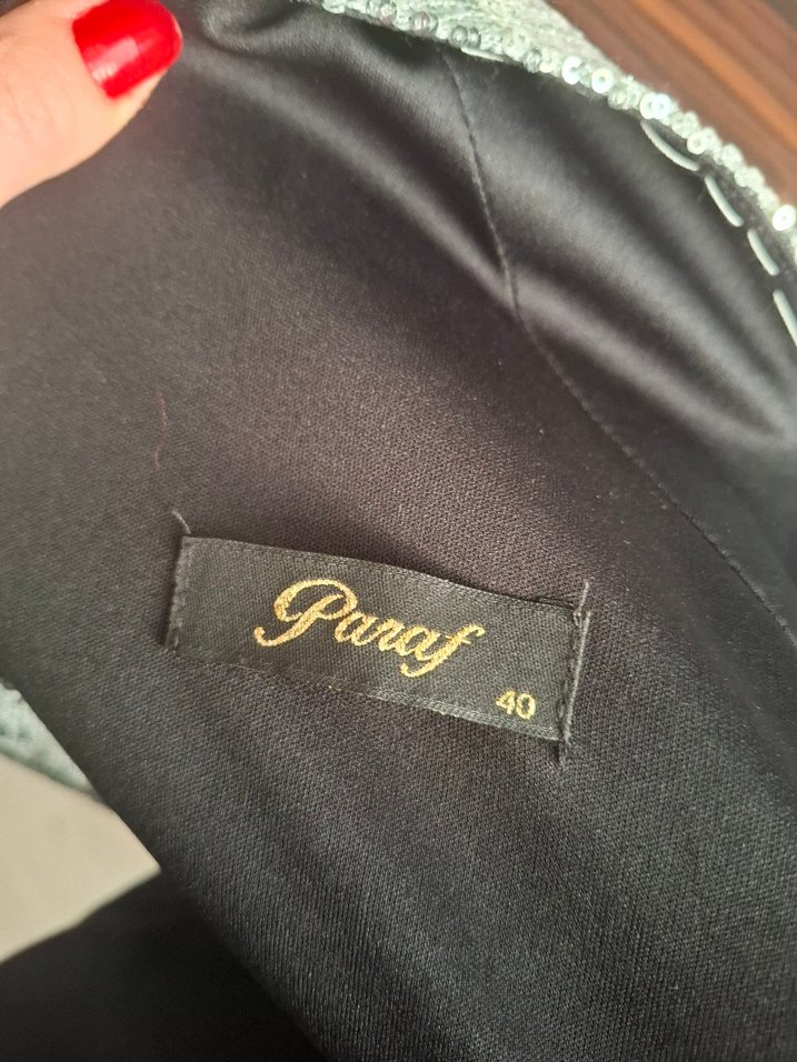 Siyah Gümüş Payetli Midi Abiye Elbise - Görsel 5