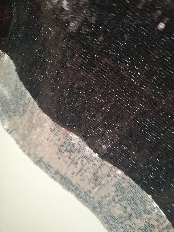 Siyah Gümüş Payetli Midi Abiye Elbise - Görsel 2