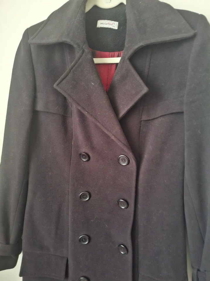 Çift Düğmeli Siyah Kaban - Görsel 3