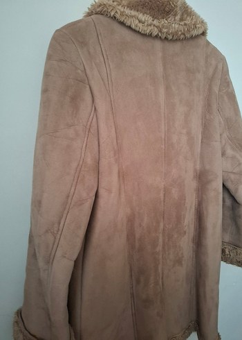 Bej Süet Kadın Kışlık Kürklü Ceket - Görsel 5