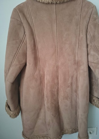 Bej Süet Kadın Kışlık Kürklü Ceket - Görsel 4