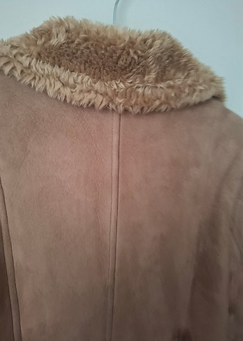 Bej Süet Kadın Kışlık Kürklü Ceket - Görsel 7