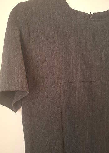 Gri Kumaş Midi Elbise ceket takım - Görsel 3