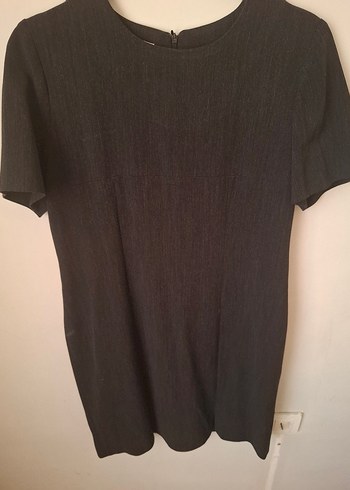 Gri Kumaş Midi Elbise ceket takım - Görsel 5