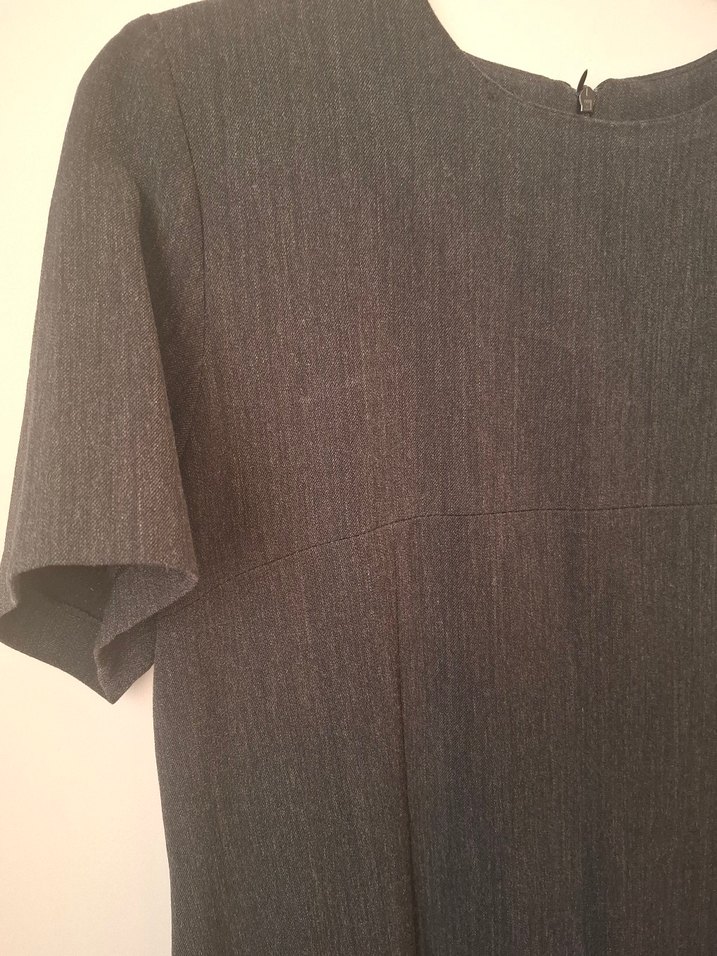 Gri Kumaş Midi Elbise ceket takım - Görsel 3