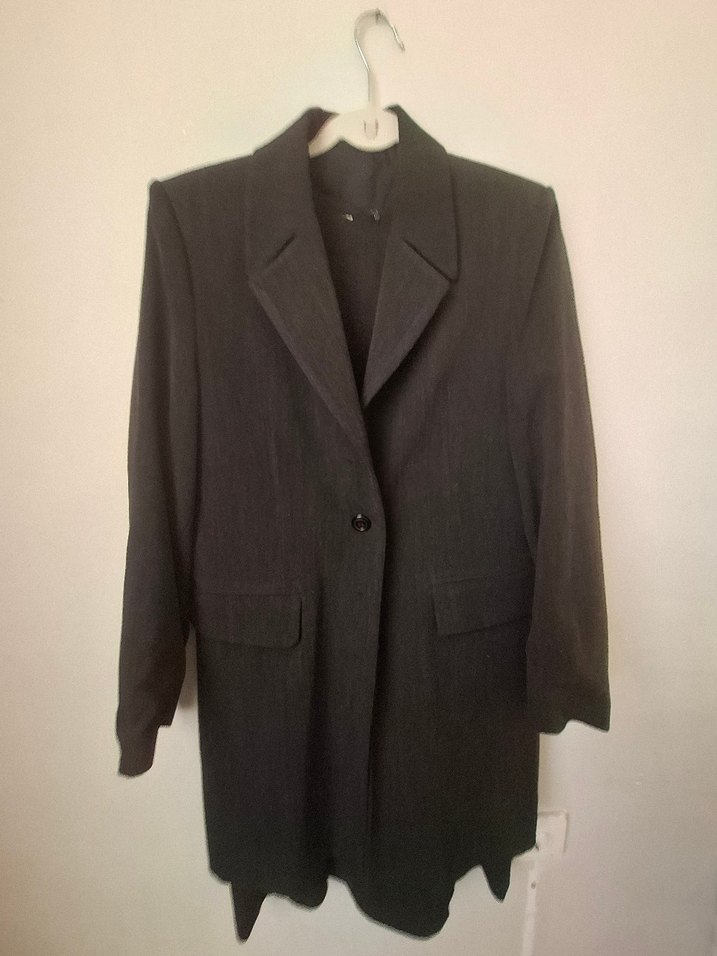 Gri Kumaş Midi Elbise ceket takım - Görsel 2