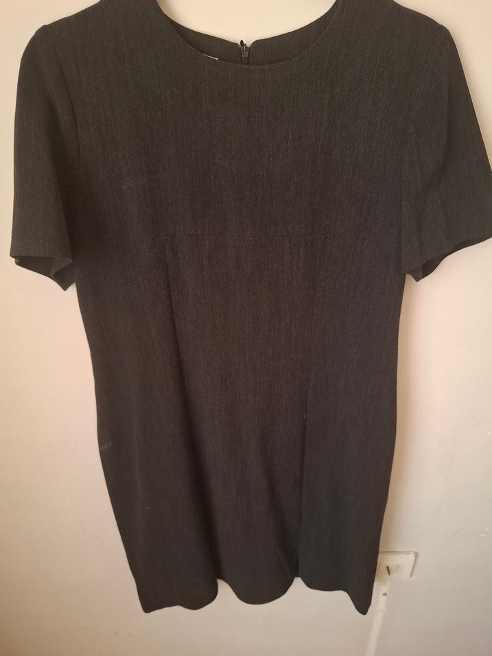 Gri Kumaş Midi Elbise ceket takım - Görsel 5