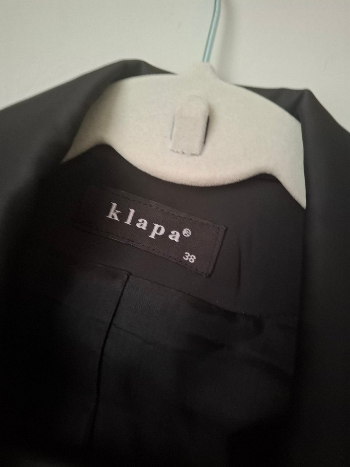 Siyah Uzun Kollu Kadın saten Blazer Ceket pantolon takım - Görsel 2