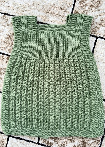 Kız Çocuk Örgü Kolsuz Yeşil Yelek - Görsel 4