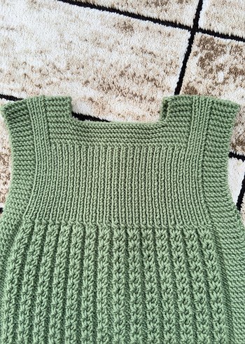 Kız Çocuk Örgü Kolsuz Yeşil Yelek - Görsel 5