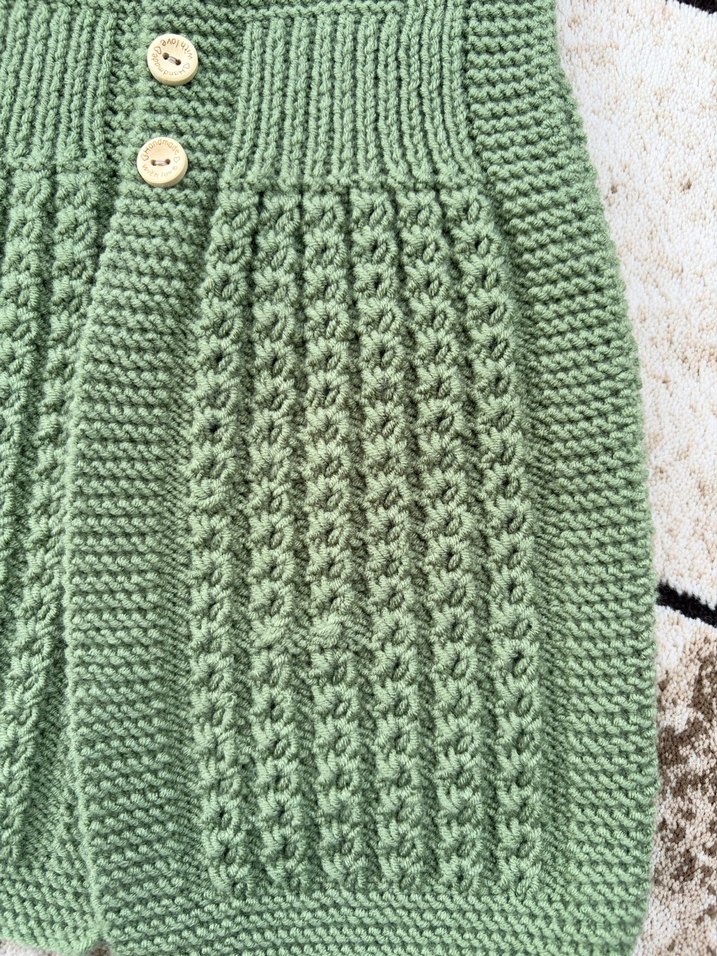 Kız Çocuk Örgü Kolsuz Yeşil Yelek - Görsel 3