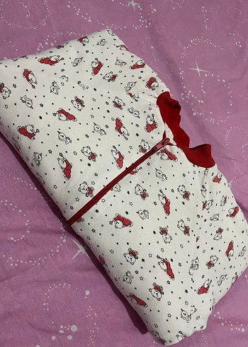 24-36 Ay Beden Kız Çocuk Fermuarlı Beyaz uyku tulumu