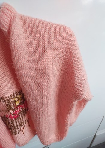 Diğer Nakışlı Pembe Kız Çocuk Örgü Hırka