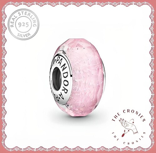 Pembe Parlak Murano Cam Charm