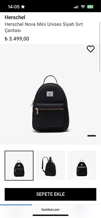 Herschel Nova Mini Siyah Sırt Çantası