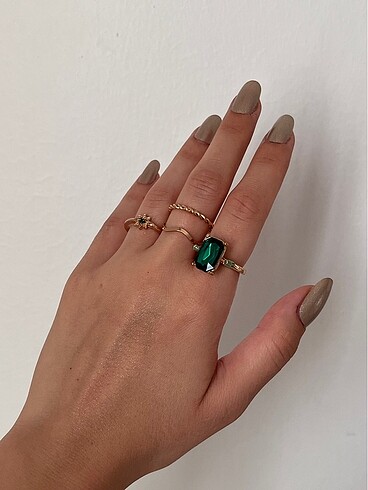 Sheinside Zümrüt yeşili yüzük set #beğeni