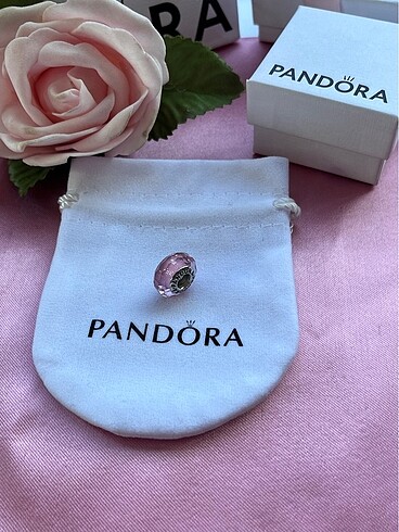 Pandora Pembe parlak murano cam charm