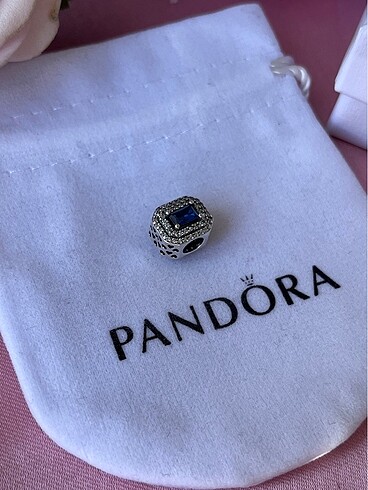 Beden Pandora dikdörtgen mavi taş charm