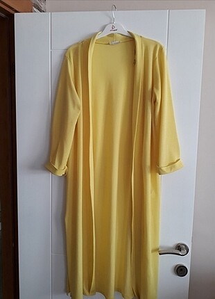 sarı uzun kimono pareo hirka ceket 