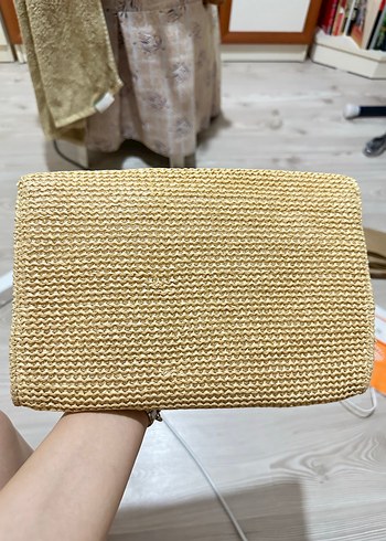 Beden Bej Örgü Kadın Clutch Çanta