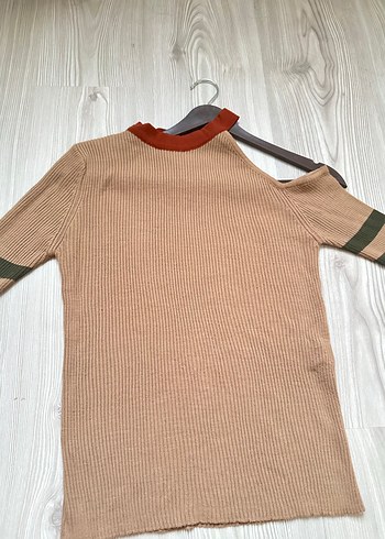 Bej Kadın Boğazlı Triko Kazak - Görsel 4