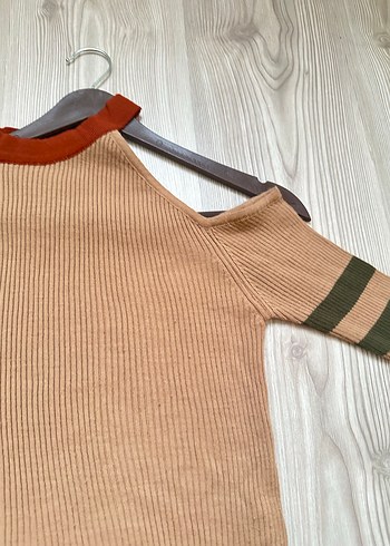 Bej Kadın Boğazlı Triko Kazak - Görsel 5