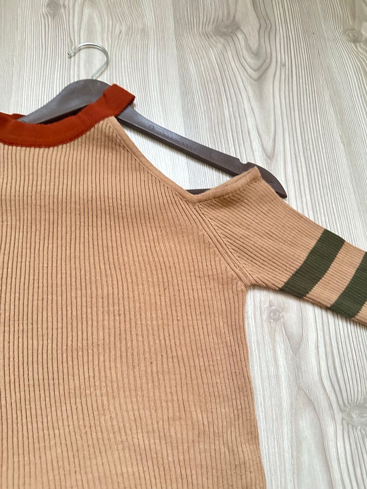 Bej Kadın Boğazlı Triko Kazak - Görsel 5