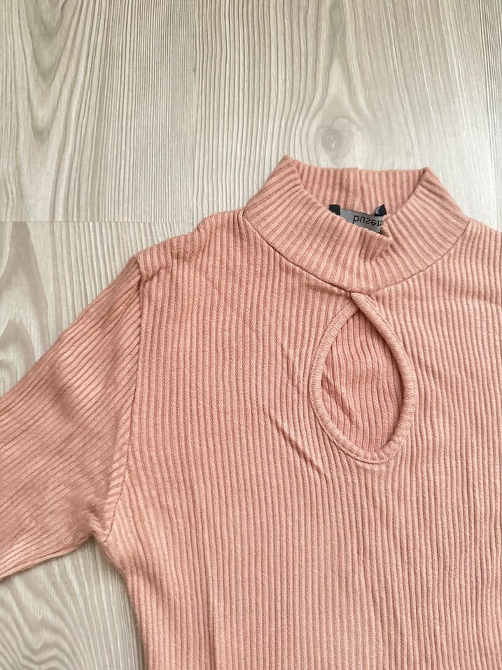 Bej Uzun Kollu Yüksek Yakalı Bluz - Görsel 2