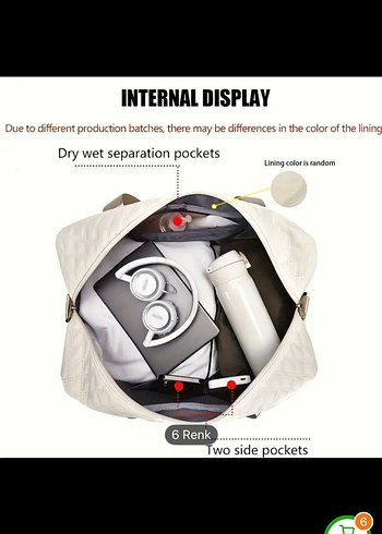 Bej Kadın Spor Şık Fermuarlı Çanta - Görsel 2