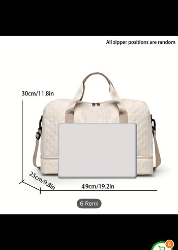 Bej Kadın Spor Şık Fermuarlı Çanta - Görsel 3