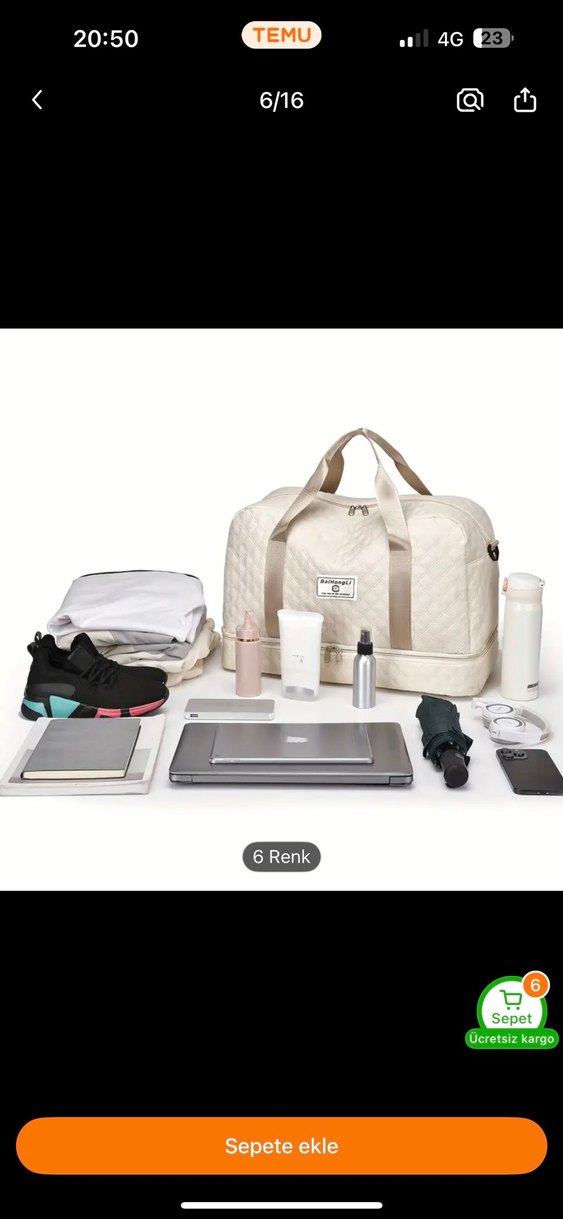 Bej Kadın Spor Şık Fermuarlı Çanta - Görsel 4